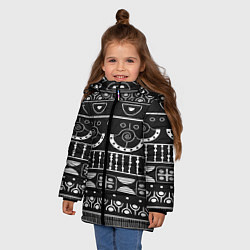 Куртка зимняя для девочки Black and White ethnic, цвет: 3D-черный — фото 2