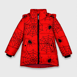 Куртка зимняя для девочки Рассадник пауков, цвет: 3D-красный