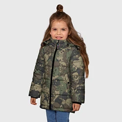 Куртка зимняя для девочки Камуфляж с черепами, цвет: 3D-светло-серый — фото 2