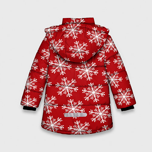 Зимняя куртка для девочки Новогодние Снежинки / 3D-Красный – фото 2