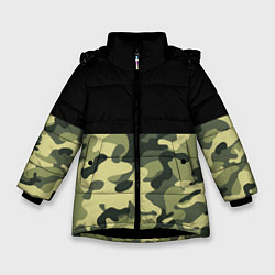 Куртка зимняя для девочки Камуфляж: черный/хаки, цвет: 3D-черный