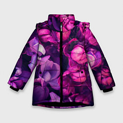 Куртка зимняя для девочки Тюльпановый сад, цвет: 3D-черный