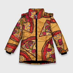 Куртка зимняя для девочки Пицца, цвет: 3D-черный