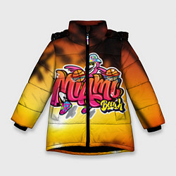 Куртка зимняя для девочки Miami Beach, цвет: 3D-черный