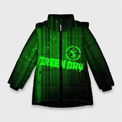 Куртка зимняя для девочки Green Day лучи, цвет: 3D-черный