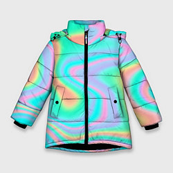 Куртка зимняя для девочки Светлые узоры, цвет: 3D-черный