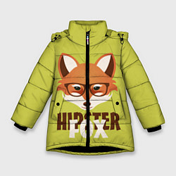 Куртка зимняя для девочки Hipster Fox, цвет: 3D-черный