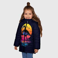 Куртка зимняя для девочки Фламинго – дитя заката, цвет: 3D-черный — фото 2