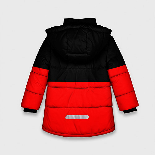 Зимняя куртка для девочки АлисА: Черный & Красный / 3D-Светло-серый – фото 2