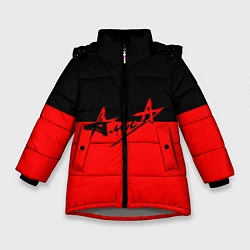 Куртка зимняя для девочки АлисА: Черный & Красный, цвет: 3D-светло-серый