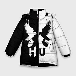 Куртка зимняя для девочки HU: Black & White, цвет: 3D-черный