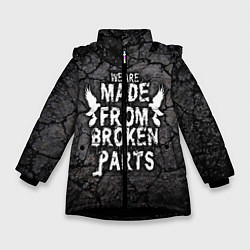 Куртка зимняя для девочки Made from broken parts, цвет: 3D-черный