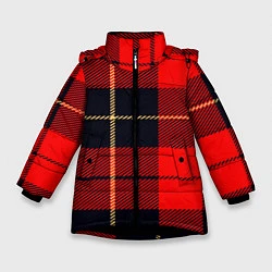 Куртка зимняя для девочки Клетка, цвет: 3D-черный