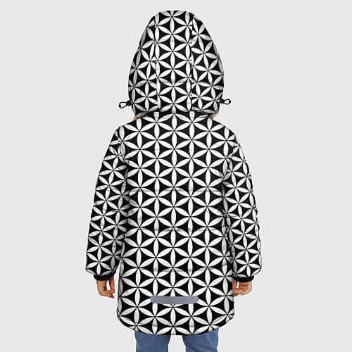 Зимняя куртка для девочки Цветок Жизни / 3D-Светло-серый – фото 4