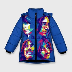 Куртка зимняя для девочки The Beatles: Faces, цвет: 3D-черный
