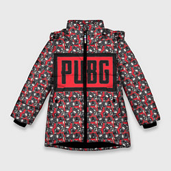 Куртка зимняя для девочки PUBG: Red Pattern, цвет: 3D-черный
