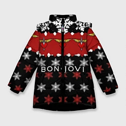 Куртка зимняя для девочки Праздничный Bon Jovi, цвет: 3D-черный