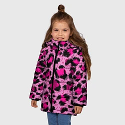 Куртка зимняя для девочки Розовый леопард, цвет: 3D-черный — фото 2