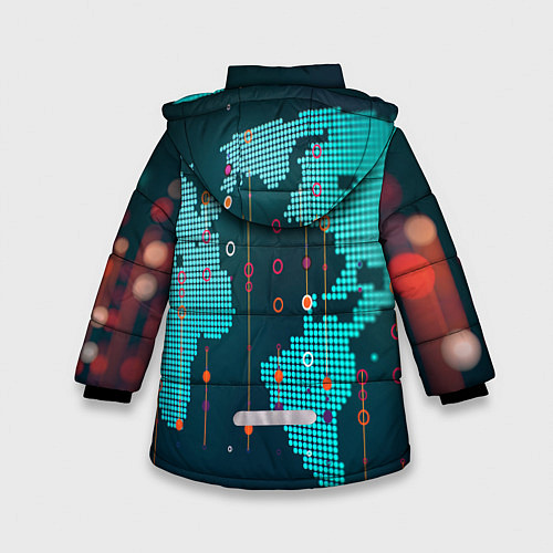 Зимняя куртка для девочки Watch Dogs 2: Network Hack / 3D-Красный – фото 2