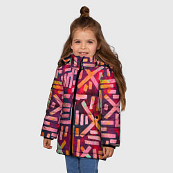 Куртка зимняя для девочки Geometry Etnic, цвет: 3D-черный — фото 2