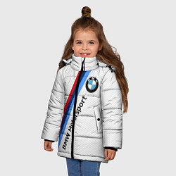 Куртка зимняя для девочки BMW Motorsport: White Carbon, цвет: 3D-светло-серый — фото 2