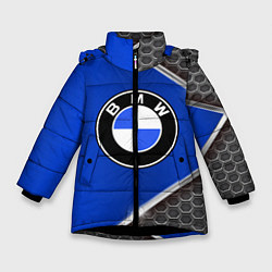 Куртка зимняя для девочки BMW: Blue Metallic, цвет: 3D-черный