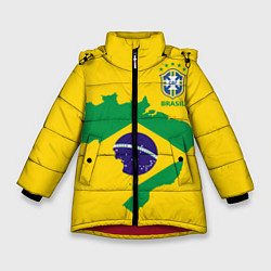 Куртка зимняя для девочки Сборная Бразилии: желтая, цвет: 3D-красный