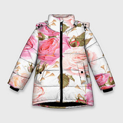 Куртка зимняя для девочки Spring Flowers, цвет: 3D-черный