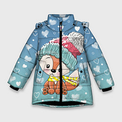 Куртка зимняя для девочки Зимняя лисичка, цвет: 3D-черный