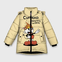 Куртка зимняя для девочки Cuphead: Flame Mugman, цвет: 3D-черный