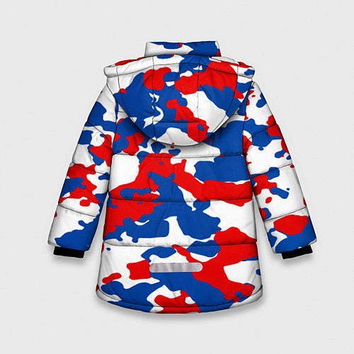 Зимняя куртка для девочки Герб РФ Милитари / 3D-Красный – фото 2