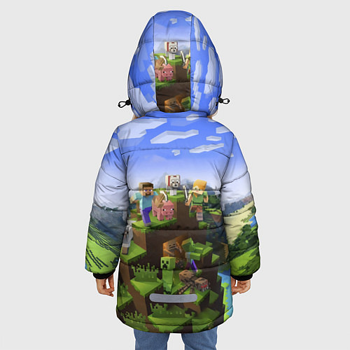 Зимняя куртка для девочки Майнкрафт: Поля / 3D-Светло-серый – фото 4
