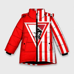 Куртка зимняя для девочки Красно-белый воин, цвет: 3D-черный