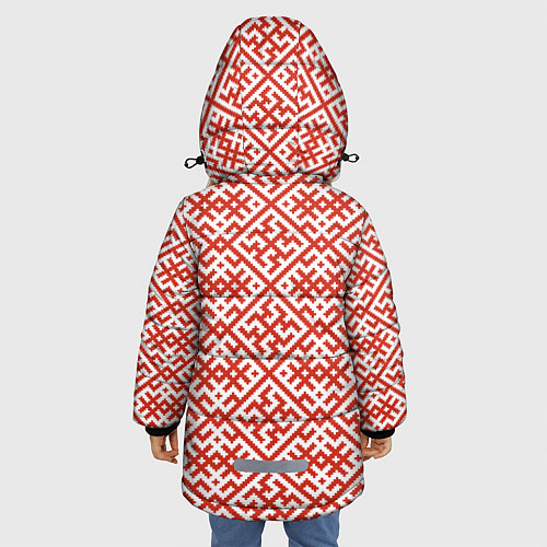 Зимняя куртка для девочки Духобор: Обережная вышивка / 3D-Светло-серый – фото 4