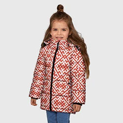 Куртка зимняя для девочки Духобор: Обережная вышивка, цвет: 3D-светло-серый — фото 2