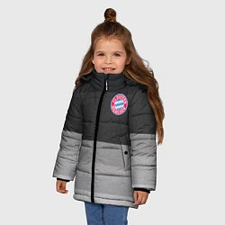 Куртка зимняя для девочки ФК Бавария: Серый стиль, цвет: 3D-черный — фото 2