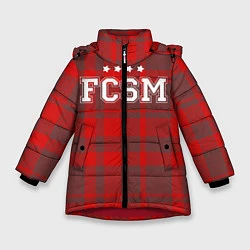Куртка зимняя для девочки Футбольная клетка, цвет: 3D-красный