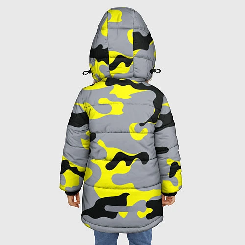 Зимняя куртка для девочки Yellow & Grey Camouflage / 3D-Светло-серый – фото 4