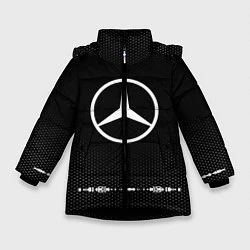 Куртка зимняя для девочки Mercedes: Black Abstract, цвет: 3D-черный