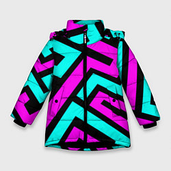 Куртка зимняя для девочки Maze: Violet & Turquoise, цвет: 3D-черный