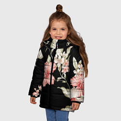 Куртка зимняя для девочки Цветок во мраке, цвет: 3D-черный — фото 2