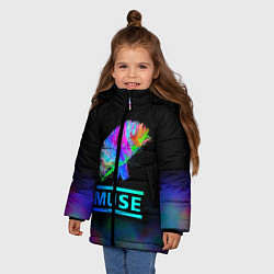 Куртка зимняя для девочки Muse: Neon Flower, цвет: 3D-красный — фото 2