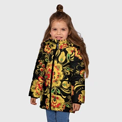 Куртка зимняя для девочки Желтая хохлома, цвет: 3D-черный — фото 2
