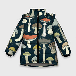 Куртка зимняя для девочки Грибной лес, цвет: 3D-светло-серый