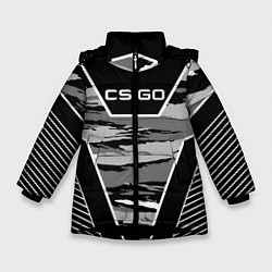 Куртка зимняя для девочки CS:GO Grey Camo, цвет: 3D-черный