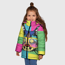 Куртка зимняя для девочки Поп-арт котик, цвет: 3D-черный — фото 2
