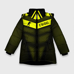 Куртка зимняя для девочки CS:GO Yellow Carbon, цвет: 3D-черный