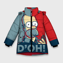Куртка зимняя для девочки Homer Simpson DOH!, цвет: 3D-красный