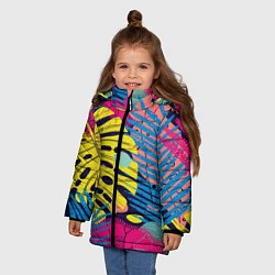 Куртка зимняя для девочки Тропическая мода, цвет: 3D-светло-серый — фото 2