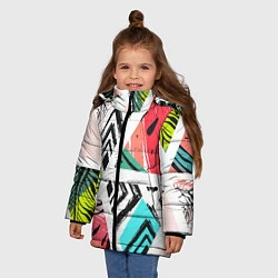 Куртка зимняя для девочки Тропическое ассорти, цвет: 3D-черный — фото 2